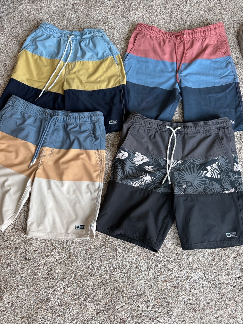 Salty Crew Kids Colorblock Swim Trunks - Pink/Blue/Gray